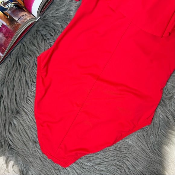 NWOT Tahari Red Ruffle One Piece Swimsuit Sample Ruched Tummy Control Sz S - Picture 8 of 9